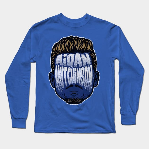 Aidan Hutchinson Detroit Player Silhouette Long Sleeve T-Shirt by MASTER_SHAOLIN